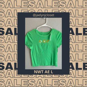 American Eagle Cropped Green Ribbed Top — NWT — FINAL SALE PRICE